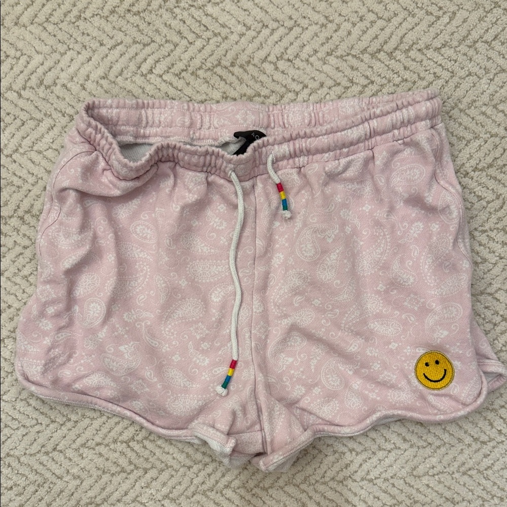 Women's Pink Paisley Lounge Shorts with Smile Patch Bloomingdale’s